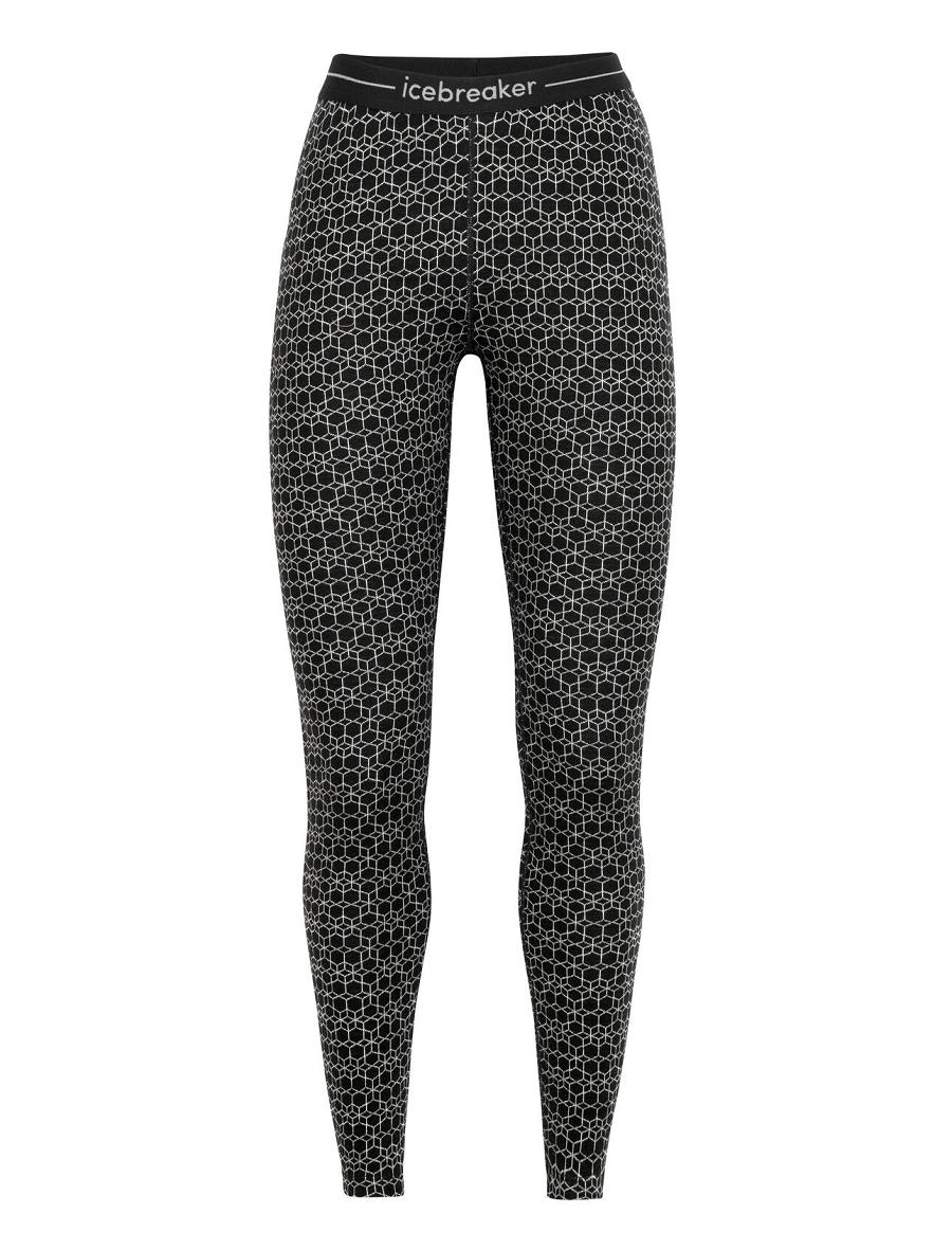 Base Layers Icebreaker Merino 250 Vertex Leggings Alpine Geo Femme Noir Blanche | FR 1846VRWD